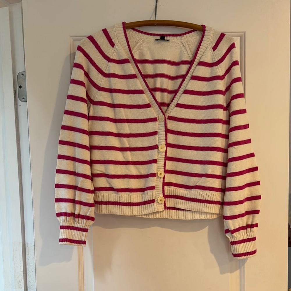 Talbots Red Cardigan Sweater with Soft Knit and Classic Design